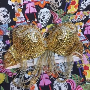 Gold sequin rave bra *final price!